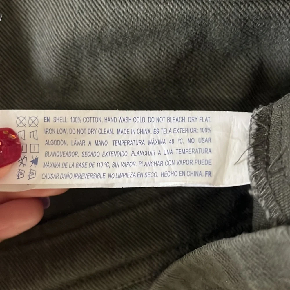 Forever 21 Olive Green Denim Overall Mini Dress, Sz Medium - Picture 6 of 6